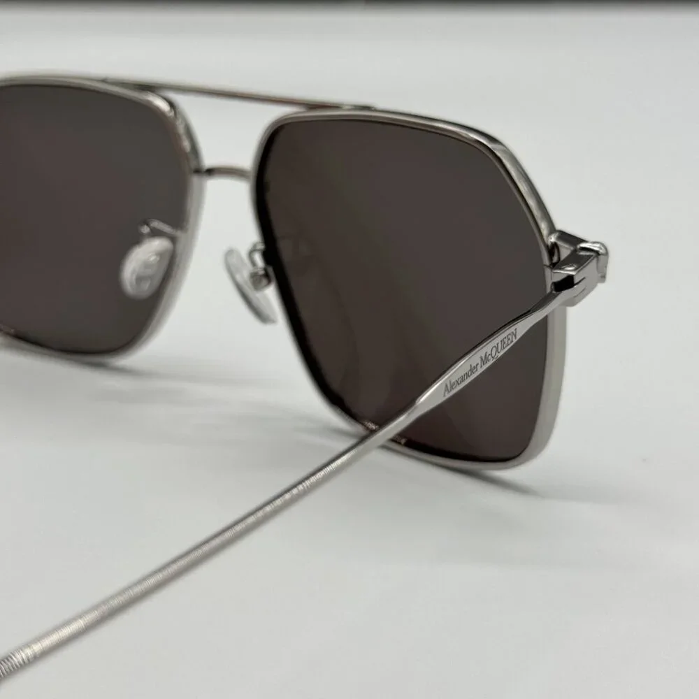 NEW AM0372S 001 ALEXANDER MCQUEEN BLACK PILOT MEN SUNGLASSES